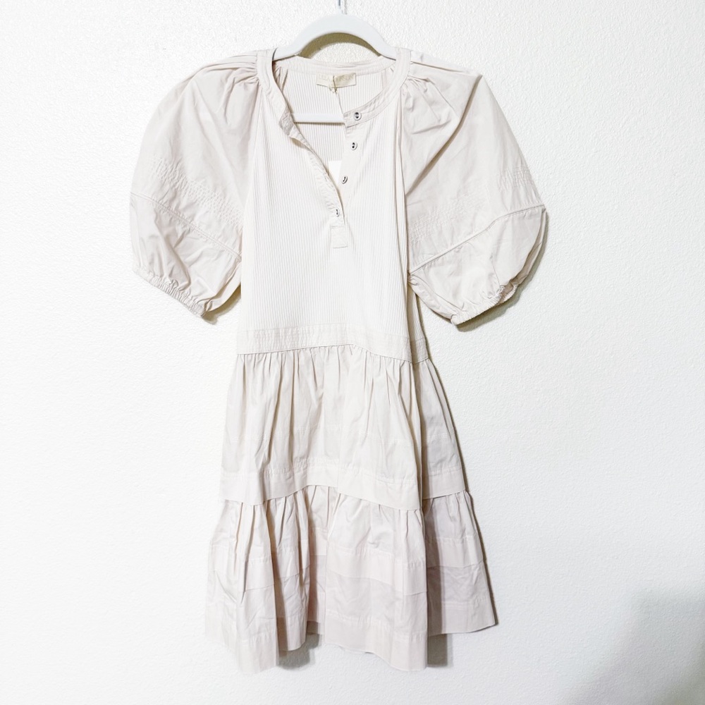 NWT Ulla Johnson Amelia Ivory Puff Sleeve Mini Mixed Media Revolve Dress 4 - Picture 7 of 12